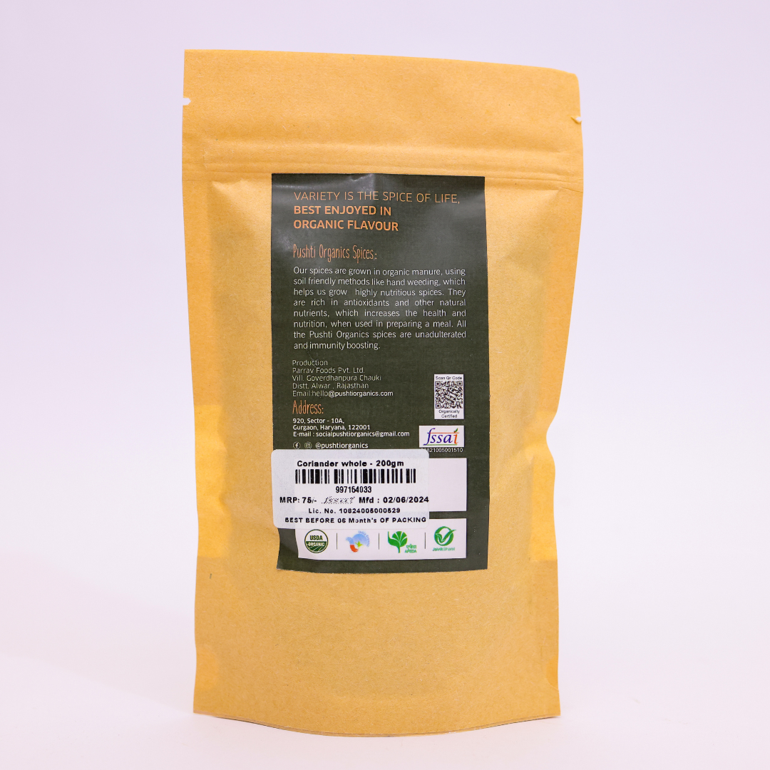 Coriander Seeds (Whole) - PushtiOrganics Coriander Seeds (Whole) - PushtiOrganics